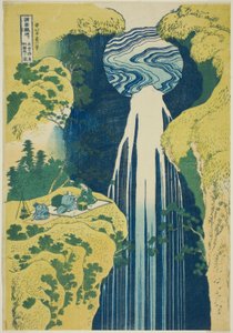 Amida-Wasserfall in den fernen Bereichen des Kisokaido (Kisoji no oku Amidagataki), aus der Serie "Eine Tour zu Wasserfällen in verschiedenen Provinzen (Shokoku taki meguri)" von Katsushika Hokusai