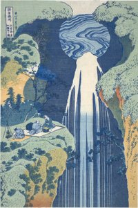Amida-Wasserfall tief in der Ferne auf der Kiso-Straße, aus der Serie Tour der Wasserfälle in verschiedenen Provinzen von Katsushika Hokusai