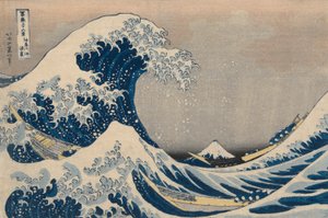 Unter den Wellen vor Kanagawa, auch bekannt als Die große Welle, aus der Serie Sechsunddreißig Ansichten des Berges Fuji