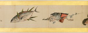 Detail der Bildrolle mit verschiedenen Bildern, Edo-Periode, 1839 von Katsushika Hokusai
