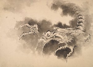 Drache, der aus Wolken auftaucht, Edo-Periode, 19. Jahrhundert von Katsushika Hokusai