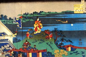 Aus der Serie Hundert Gedichte von hundert Dichtern: Abe no Nakamaro, ca. 1830 von Katsushika Hokusai