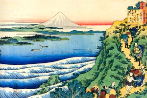 Aus der Serie Hundert Gedichte von hundert Dichtern: Yamabe no Akahito, ca. 1830