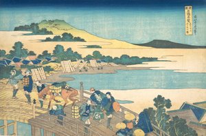 Fukui-Brücke in der Provinz Echizen, aus der Serie Bemerkenswerte Ansichten, ca. 1830 von Katsushika Hokusai