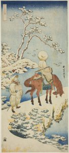 Reiter im Schnee, aus der Serie "Ein wahres Spiegelbild japanischer und chinesischer Gedichte (Shiika shashin kyo)" von Katsushika Hokusai