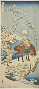 Reiter im Schnee, aus der Serie "Ein wahrer Spiegel japanischer und chinesischer Gedichte (Shiika shashin kyo)" von Katsushika Hokusai