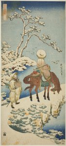 Reiter im Schnee, aus der Serie "Ein wahrer Spiegel japanischer und chinesischer Gedichte (Shiika shashin kyo)" von Katsushika Hokusai