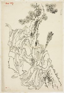 Jo und Uba; Thema von Takasago, ca. 1815-49 von Katsushika Hokusai