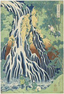 Kirifuri-Wasserfälle in der Nähe des Berges Kurokami in der Provinz Shimotsuke, ca. 1833 von Katsushika Hokusai