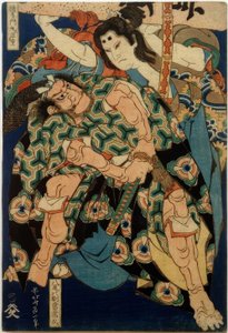 Kusunoki Tamonmaru Masashige und Yao no bettō Tsunehisa von Katsushika Hokusai