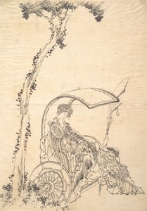 Dame in einem Streitwagen von Katsushika Hokusai