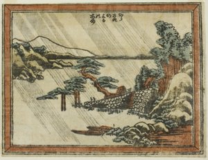 Nachtregen in Karasaki, aus der Serie Acht Ansichten von Omi im Ätzstil