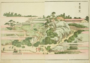 Nippori, aus dem illustrierten Buch "Bilderbuch der Vergnügungen des Ostens (Ehon Azuma asobi)" von Katsushika Hokusai