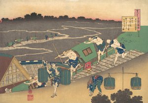 Gedicht von Fujiwara no Michinobu Ason, aus der Serie Einhundert Gedichte erklärt