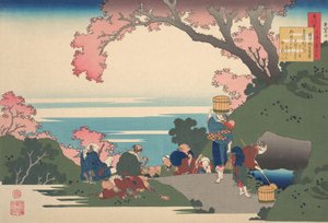 Gedicht von Gon-chunagon Masafusa Oe no Masafusa, aus der Serie Einhundert Gedichte erklärt..., 1921 von Katsushika Hokusai