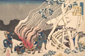 Gedicht von Minamoto no Muneyuki Ason, aus der Serie Einhundert Gedichte erklärt von..., ca. 1835 von Katsushika Hokusai
