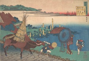 Gedicht von Motoyoshi Shinno, aus der Serie Einhundert Gedichte erklärt von der Amme, ca. 1839