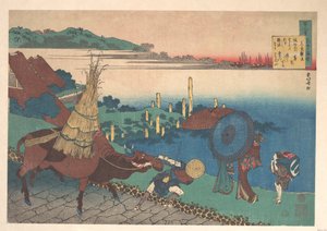 Gedicht von Motoyoshi Shinnō, aus der Serie Hundert Gedichte erklärt von der Amme von Katsushika Hokusai