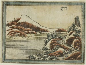 Schnee in der Dämmerung in Hira (Hira no bosetsu), aus der Serie Acht Ansichten von Omi im Ätzstil (Doban Omi hakkei)