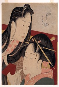 Eine Lampionfrucht quetschen, aus der Serie Sieben modische nutzlose Gewohnheiten von Katsushika Hokusai