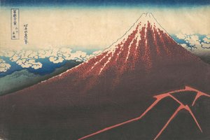 Sturm unter dem Berg Fuji, aus der Serie Sechsunddreißig Ansichten des Berges, ca. 1830-32 von Katsushika Hokusai