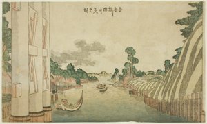 Sumida-Fluss gesehen von der Azuma-Brücke, aus einer Gruppe westlicher Landschaften von Katsushika Hokusai