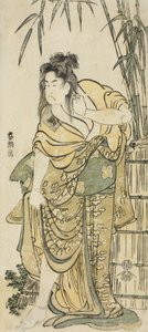 Der Schauspieler Ichikawa Komazo als Frau mit zerzaustem Haar, ca. 1791