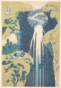 Der Amida-Wasserfall in den fernen Ausläufern der Kisokaidō-Straße (Kisoji no oku Amida-ga-taki), aus der Serie Eine Tour zu Wasserfällen in verschiedenen Provinzen (Shokoku taki meguri) von Katsushika Hokusai