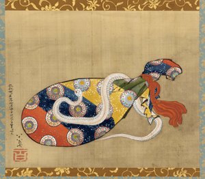 Die Laute und die weiße Schlange von Benten, Edo-Periode