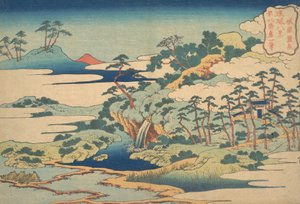 Die heilige Quelle bei Jogaku Jogaku reisen, aus der Serie Acht Ansichten der Ryukyu-Inseln, 1832 von Katsushika Hokusai