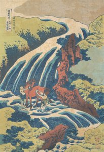 Der Wasserfall, wo Yoshitsune sein Pferd in Yoshino in der Provinz Yamato wusch, ca. 1832 von Katsushika Hokusai