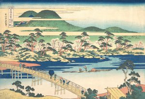 Togetsu-Brücke in Arashiyama in Yamashiro, aus der Serie Bemerkenswerte Ansichten von Brücken, ca. 1830 von Katsushika Hokusai
