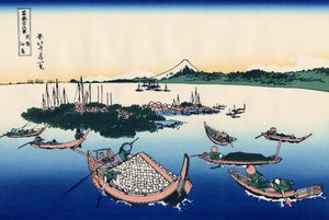 Tsukada-Insel in der Provinz Musashi, um 1830 (Holzschnitt) von Katsushika Hokusai