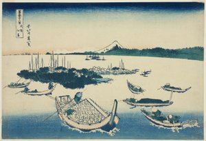 Tsukudajima in der Provinz Musashi, aus der Serie "Sechsunddreißig Ansichten des Berges Fuji" von Katsushika Hokusai