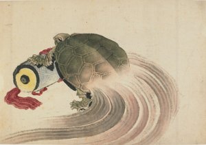 Schildkröte auf einer Schriftrolle, spätes 18. bis frühes 19. Jahrhundert von Katsushika Hokusai