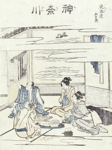 Zwei Paare in einem Innenraum von Katsushika Hokusai