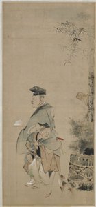 Zwei Unterhalter spazieren am Neujahr, Edo-Periode, ca. 1830-32 von Katsushika Hokusai