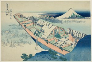Ushibori in der Provinz Hitachi (Joshu Ushibori), aus der Serie "Sechsunddreißig Ansichten des Berges Fuji (Fugaku sanjurokkei)" von Katsushika Hokusai
