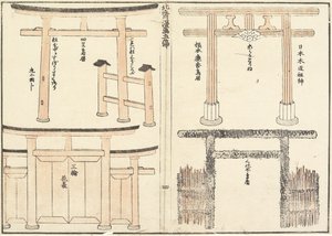 Verschiedene Arten von Torii-Bögen, 1816 von Katsushika Hokusai