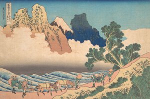Blick von der anderen Seite des Fuji vom Minobu-Fluss, ca. 1830-32 von Katsushika Hokusai