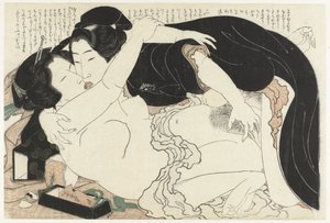 Weduwe en jongeman von Katsushika Hokusai