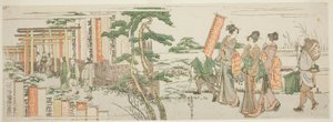 Frauen, die den Schrein von Shoichii Taro Inari Daimyo besuchen von Katsushika Hokusai