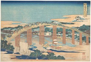 Yahagi-Brücke bei Okazaki auf der Tōkaidō, aus der Serie Bemerkenswerte Ansichten von Brücken in verschiedenen Provinzen von Katsushika Hokusai