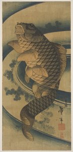 Ein Karpfen in einem Strudel von Wasser von Katsushika II Taito