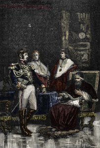 General Cervoni forderte Papst Pius VI. 1798 auf, seine weltliche Souveränität abzudanken. 1882 (Gravur)