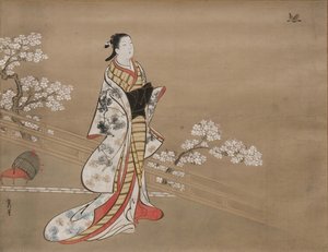 Parodie auf Murasaki, aus Lavender Wakamurasaki, Kapitel 5 der Geschichte von Genji, 18. Jahrhundert