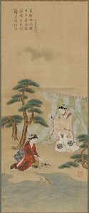 Junger Mann und junge Frau am Meeresufer, Edo-Periode, 1615-1868 von Kawamata Tsuneyuki