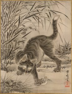 Katze fängt einen Frosch, ca. 1887