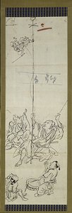 Affen-Trainer, eine von sechs Skizzen von Kawanabe Kyosai