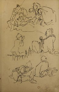 Skizzen von ostasiatischen legendären Figuren, spätes 19. Jahrhundert von Kawanabe Kyosai